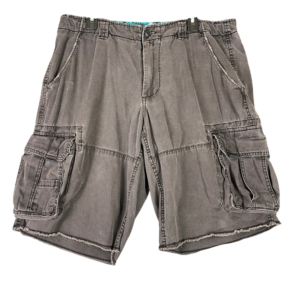 Vintage Chor cargo‎ utility shorts men 36 brown frayed hem y2k streetwear grunge